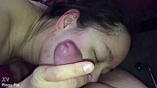 asian milf fluffs cock in stockings for wet webcam show