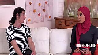 Hijab Housewife Interacts Shyly with David Lee in Arab Setting