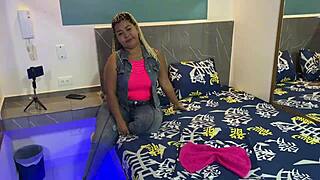 Young brunette milf bent over for ass licking and deepthroat, enjoying every lick and suck.