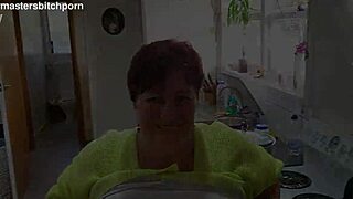 Kiwi milf sub slurps wine after master's messy spill.