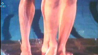 unmarried hot couple enjoying at swim pool, relaxing with big tits and softcore fun