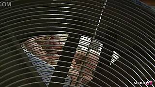 Avy Scott, with her big saggy tits, seduces her co-worker for a cheating fuck.