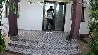 A lot of cum on my jacket from the gardener's blowjob