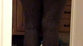Wife wearing leggings shows off her ass