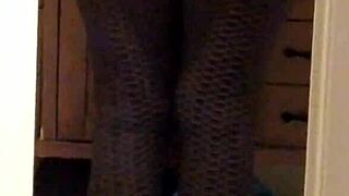 Wife wearing leggings shows off her ass
