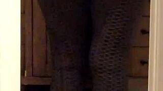 Wife wearing leggings shows off her ass