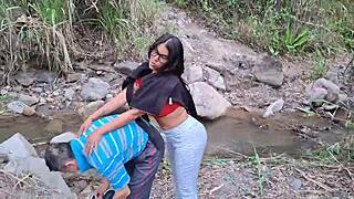 licking juicy fruit in jungle