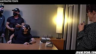 Tattooed MILF breaks in with monster cock in group threesome, showcasing big tits and ass