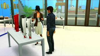 cinderella milf enjoys shopping in the shoe store with fun activities