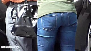 Hidden Cam Catches Ebony Mature Busting Nuts on Ass