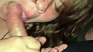 Wife spits on cock and keeps going. She moans while deepthroating passionately.