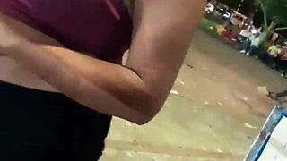 After Party, Young Girl Caught On Street. Could You Wait When She Opens Legs?