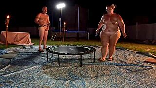 wild outdoor sex toy fun with chubby milf girlfriend