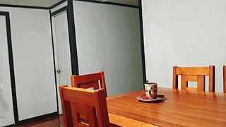 I fucked my stepmother hard while she cleared the table, moaning loudly in the room.