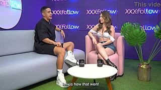 Hot interview turns into wild threesome with latina milf subdued by maxx betancur and kissed by presenter