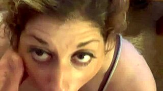 Milf Wife Deepthroats Hubby Huge Cock Until Cumshot Facial