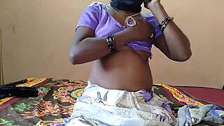 Indian Maid Fingers Pussy With Vibrator On Bed While Cheating As Mature Milf Aunt