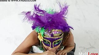 Does this busty brunette milf flash her thick ass for mardi gras?