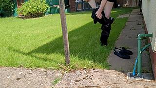 Wow, getting naked outdoors to pee then fucking my sex doll inside!