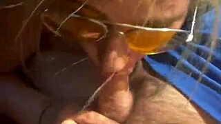 Cheating blonde whore sucks cock & takes facial out in public during the middle of the day