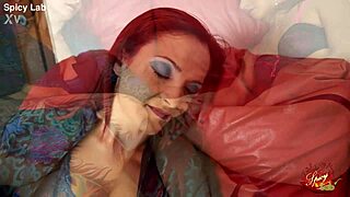 Brunette and redhead in dildo fingering orgasm