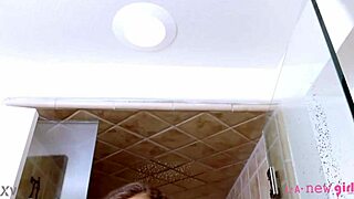 attractive teen brunette took a shower after massage