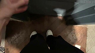 horny slut jerks off in nightclub toilet