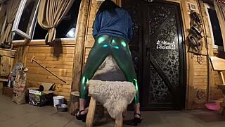 deep blowjob and cum play on shiny cameltoe preview