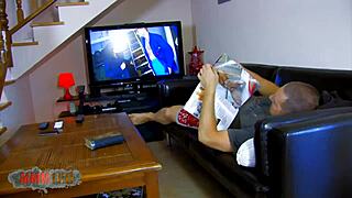 cougar slut getting fucked by two dicks.