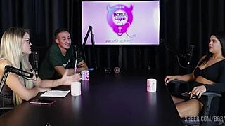 Latina with tattoo gives handjob in see-through lingerie during outdoor casting interview