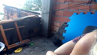 Blonde Gives Blowjob In Backyard!