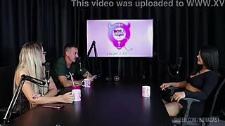 Latina with tattoo gives handjob in see-through lingerie during outdoor casting interview