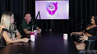 Latina with tattoo gives handjob in see-through lingerie during outdoor casting interview