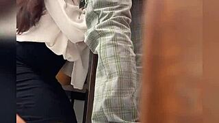 Oh man, like this teacher and her student in the classroom, he gets called in and they record behind the door... uh, Mexican mature public sex homemade vid, ya know?