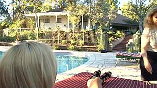 mature pussy eating session with small titty blonde lesbian