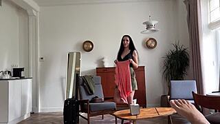 Hot Stepmom Forgets Panties, Gets Blowjob and Cum in Mouth in Bed