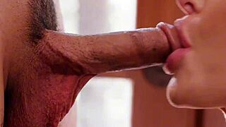 lonely housewife with amazing big natural boobs performs wet blowjob on friend