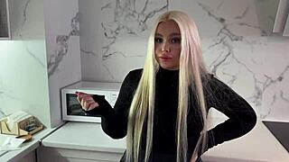 The young 18+ landlady in stockings hasn't had sex in a long time i have to fuck her or give her the money.