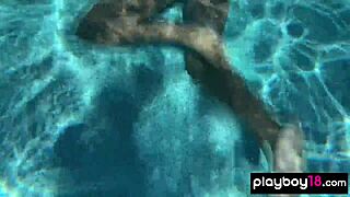 Ana foxxx, naked ebony milf, fingering her hairy pussy under water?