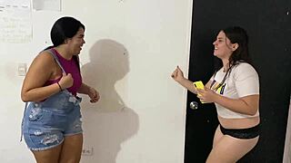 Latina stepdaughter squirts, cums in panties from fingers and dildo