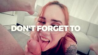 Doing chores while busty redhead stepmom sucks my cock?