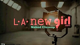 Cute Brunette with Long Hair Poses Sexily on Sofa During Photoshoot