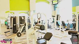 Gym flirt sofia lures rome to fuck her pussy and cum on her ass. she talks dirty while he licks her clit.