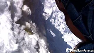 Hot Stepmom Shows Tits and Pees in Snow Outdoors