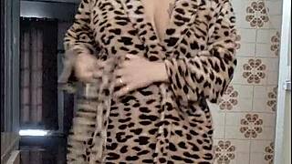 latina milf prepares in bathroom for exhibitionist fun