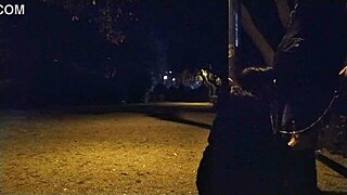 Chubby wife sucks cock on leash