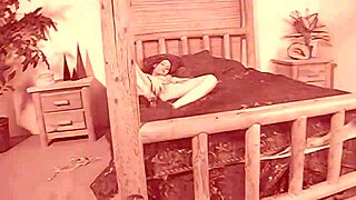 Jassie masturbates with handjob and licking on bed.