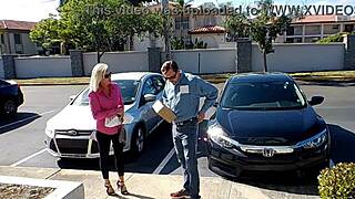 i love those delivery driver perks like bending over blonde milf in lingerie for pov cowgirl riding and cum on tits