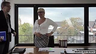 Boris Schwarz's slutty blonde secretary indulges in office fucks
