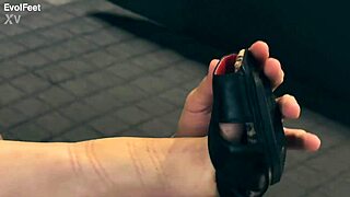 blonde goddess dominates submissive slave with bondage and foot worship